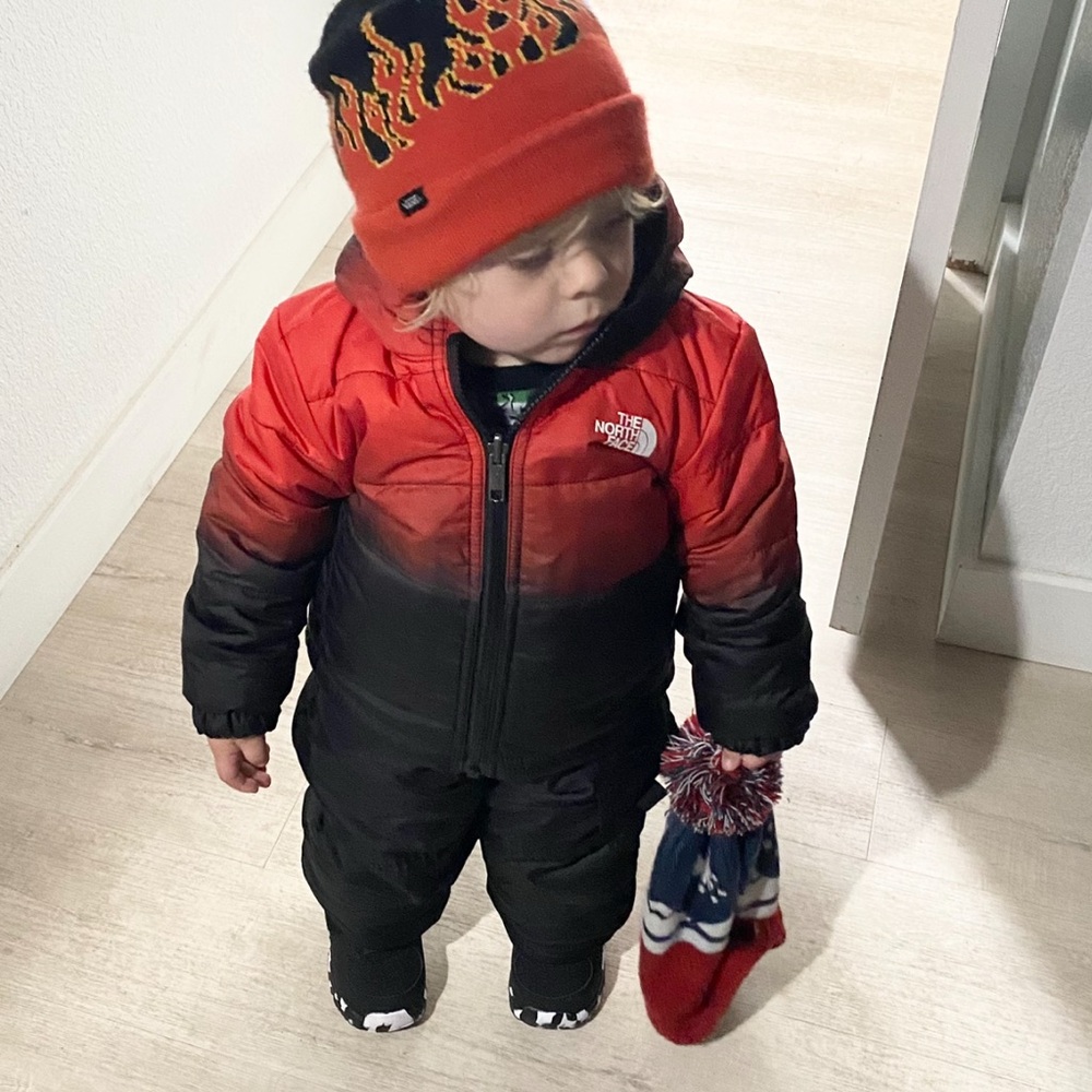 The North Face Red and Black Puffer Jacket